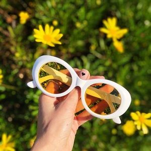 Olivia Diff Eyewear in White with Orange lenses